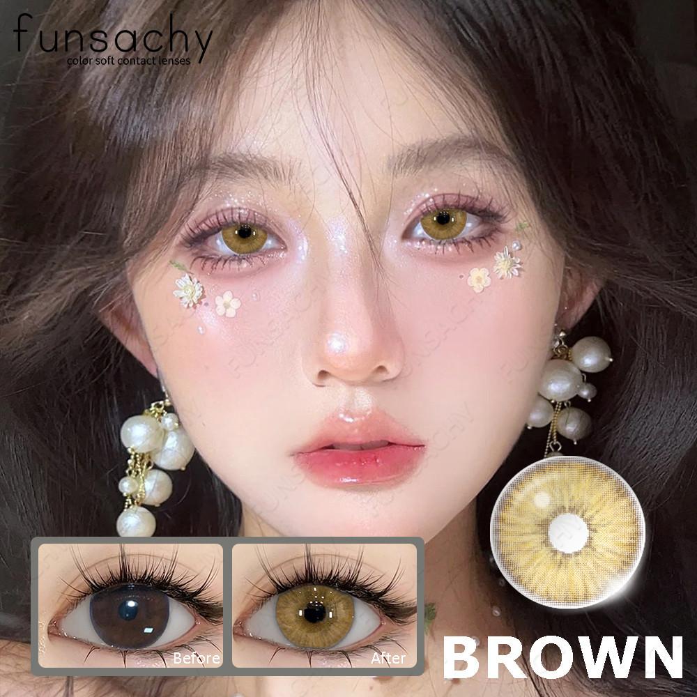 FUNSACHY 1 Pair Fashion Colored Contact Lenses Korean Brown Contact Lenses High Quality Natural Cosmetic Pupils Lenses Annual