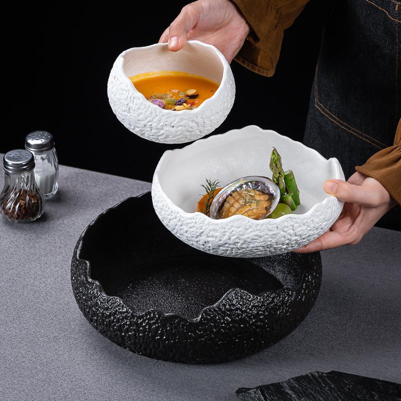 Ceramic Plate Creative Rock Pattern Alien Fruit Salad Plate El Restaurant Deep Plate Premium Dessert Bowl Ceramic Tableware