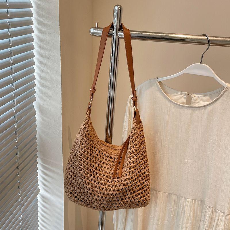 Handmade Cotton Braided Bag Female Summer 2025 New Arrival Casual Commuter Shoulder Bag Seaside Holiday Crossbody Beach Bag