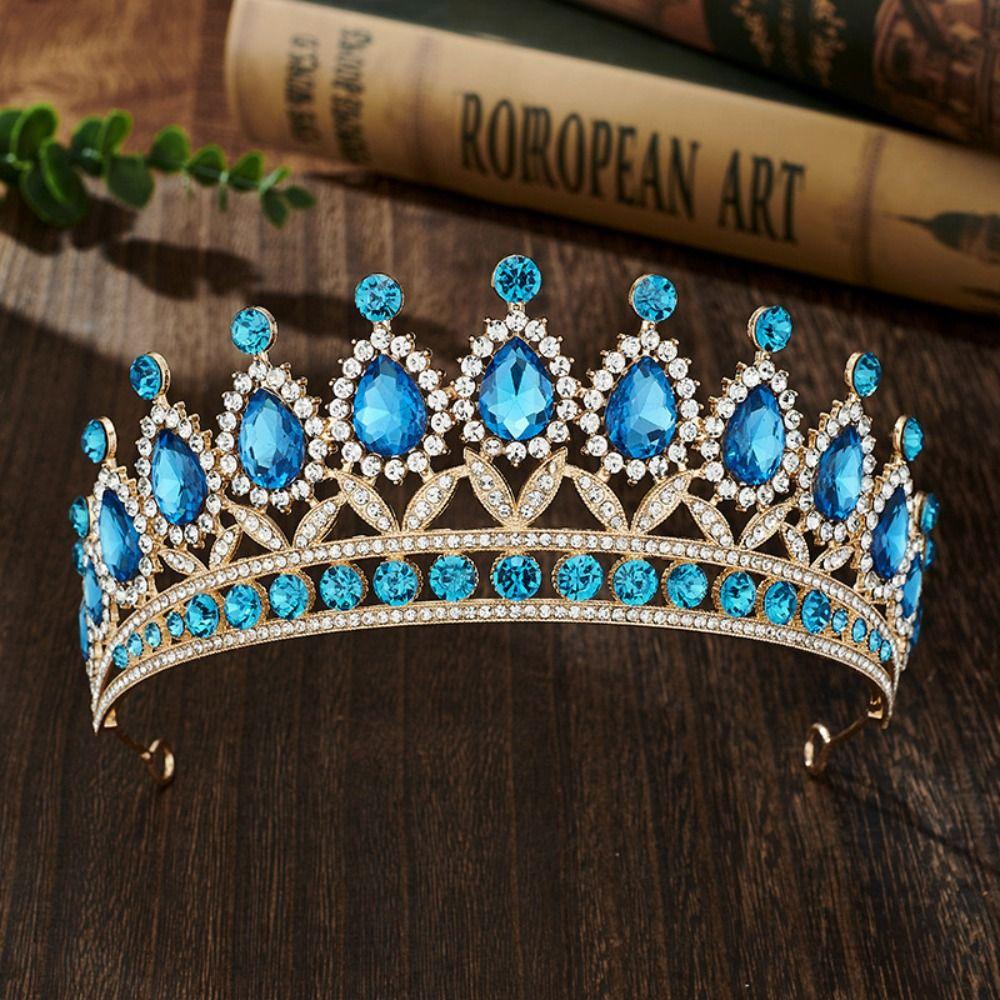 Metal Princess Tiara Shiny Rhinestone Crown Fashion Baroque Crown  Girls