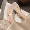 Fashion Mesh Mary Jane Shoes for Women 2024 Spring New Niche Round Toe Shallow Mouth Flat Ballet Shoes  Women Sandals