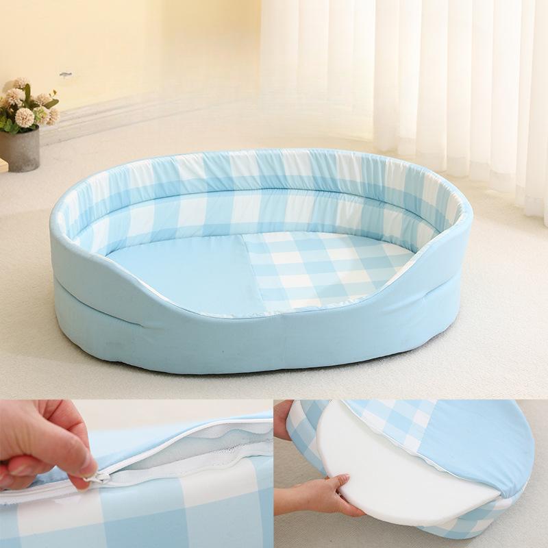 Removable and Washable Pet Kennel Mat Universal for All Seasons Cool Kennel for Small and Medium-sized Dogs Oval Dog Bed Teddy Crib