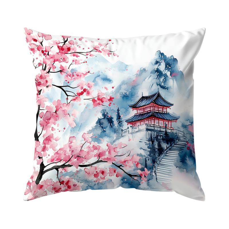 Cherry Blossom Cushions Pillowcase Printed Polyester 45x45cm Throw Pillow Cover Decorative Sofa Cushion Pillowslip Home Decor