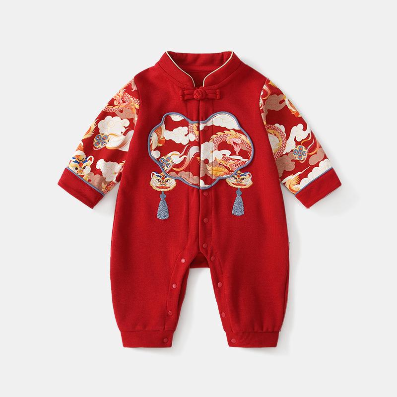 

Осенний новый детский комплект-двойка в китайском стиле: Полная Луна, Сто Дней, Первый День Рождения Чжуа Чжоу Платье-Ромпер 73 cm красный