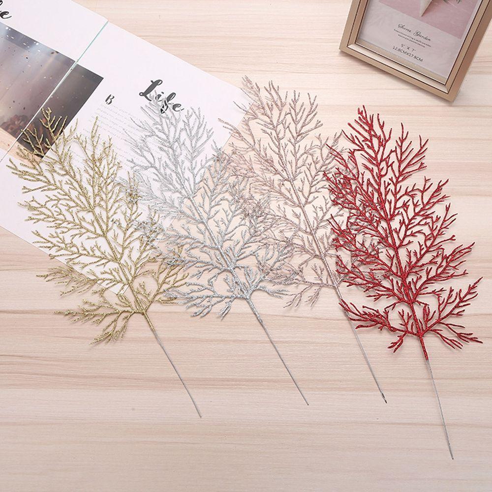 Wedding Home Glitter Glitter Leaves Christmas Tree Decor Artificial Flower Christmas Decorations
