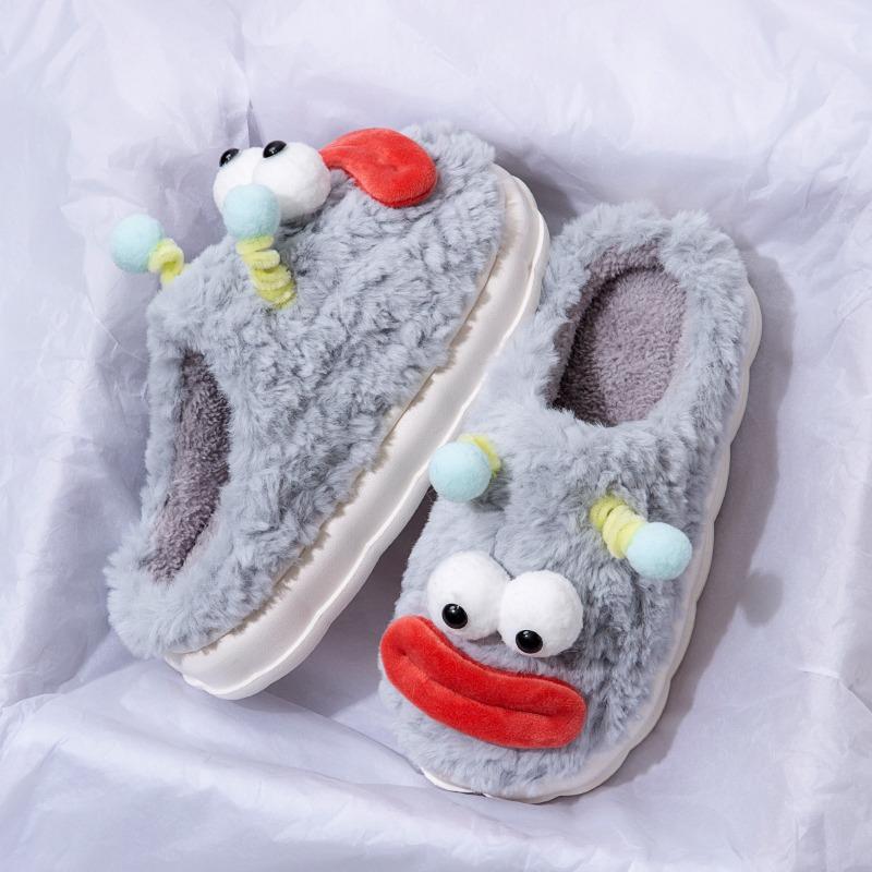 Funny Cotton Slippers Female Student Dormitory Winter Indoor Living Cute Cartoon Outside Wearing Couple Household Cotton Slippers Men