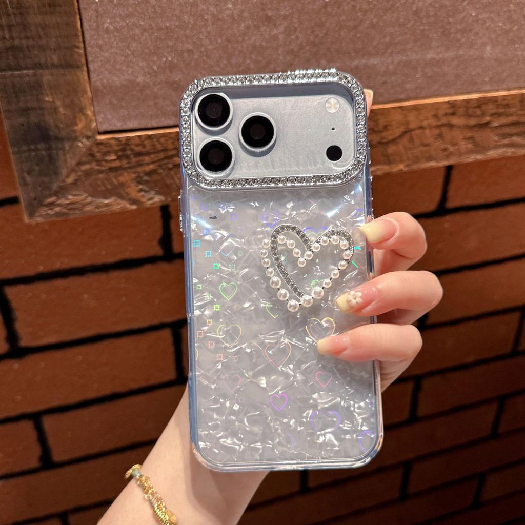 Helle Diamant Doppelherz Handyhülle für iPhone 17 Pro Max/15 Pro, Sanftes Einfaches Design - Kompatibel mit iPhone 11/12/16.