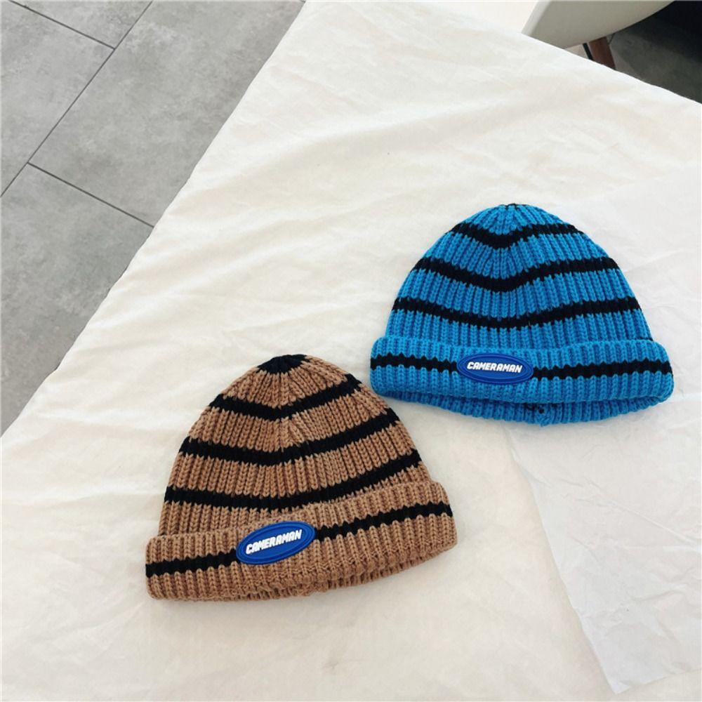 Comfortable Striped Knitted Hat Warm Beanie Hat Fashion Children's Hats  For Boys and Girls