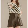 Braune PU-Ledershorts mit hoher Taille in A-Linie für Damen, Herbst/Winter 2025, Slim Fit, lässige Oberbekleidung mit weitem Bein.
