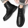 Fashion Genuine Leather Men Winter Shoes High Quality Black Man Motorcycle Boots Luxury Brand Warm Ankle Boot Punk Style Casual Footwear