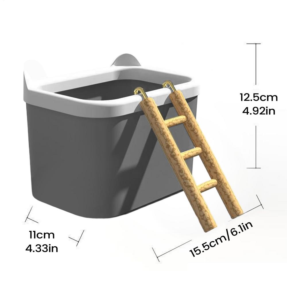 

Hamster Bath Tub Removable Pet Bowl with Ladder Gerbil Sand Bath Container for Cage for Mouse Gerbil Chinchilla Home Travel серый
