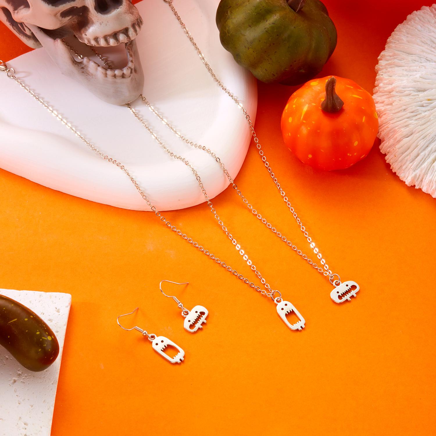 

Cute Halloween Ghost Drop Earrings for Women Girls Asymmetric Metal Little Devil Earring Zircon Festival Party Accessories Gift