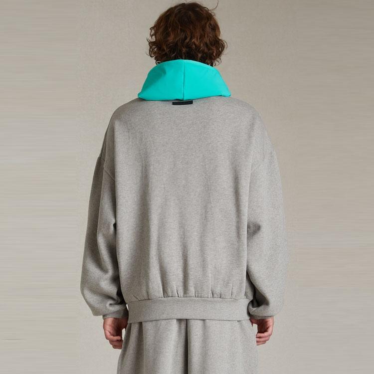 Fear of God Essentials SS24 Nylon Fleece Hoodie 'Dark Heather Oatmeal Mint Leaf' Men's 202SP244312F
