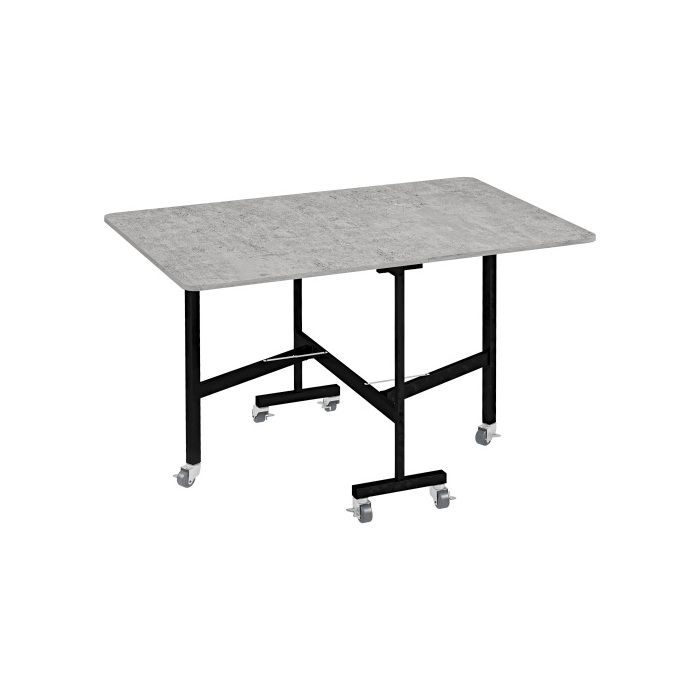 Table de salle à manger pliante - MUVOE - Extensible 4-6 personnes - Pieds en acier - Roulettes - Gris