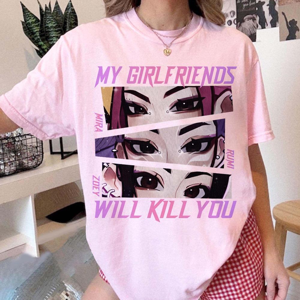 

Retro My Girlfriends Will Kill You Comfort Colors T Shirt Huntrix Girls Tshirt Mira Rumi Joey Shirt, Demon Hunter Merch Gift 2XL
