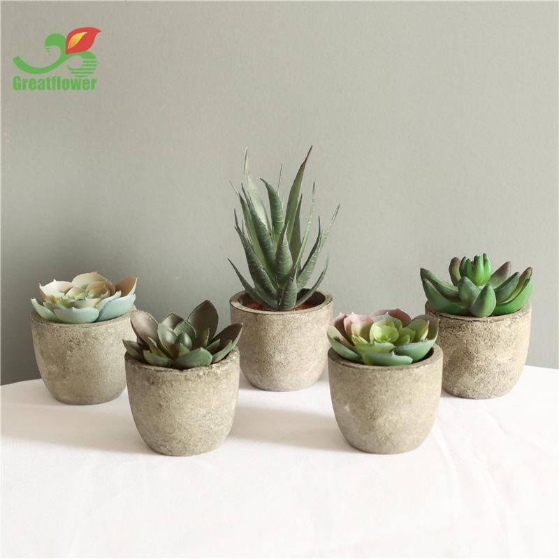 Indoor Retro Succulent Bonsai Fake Flower Ornament for Home and Living Room Décor