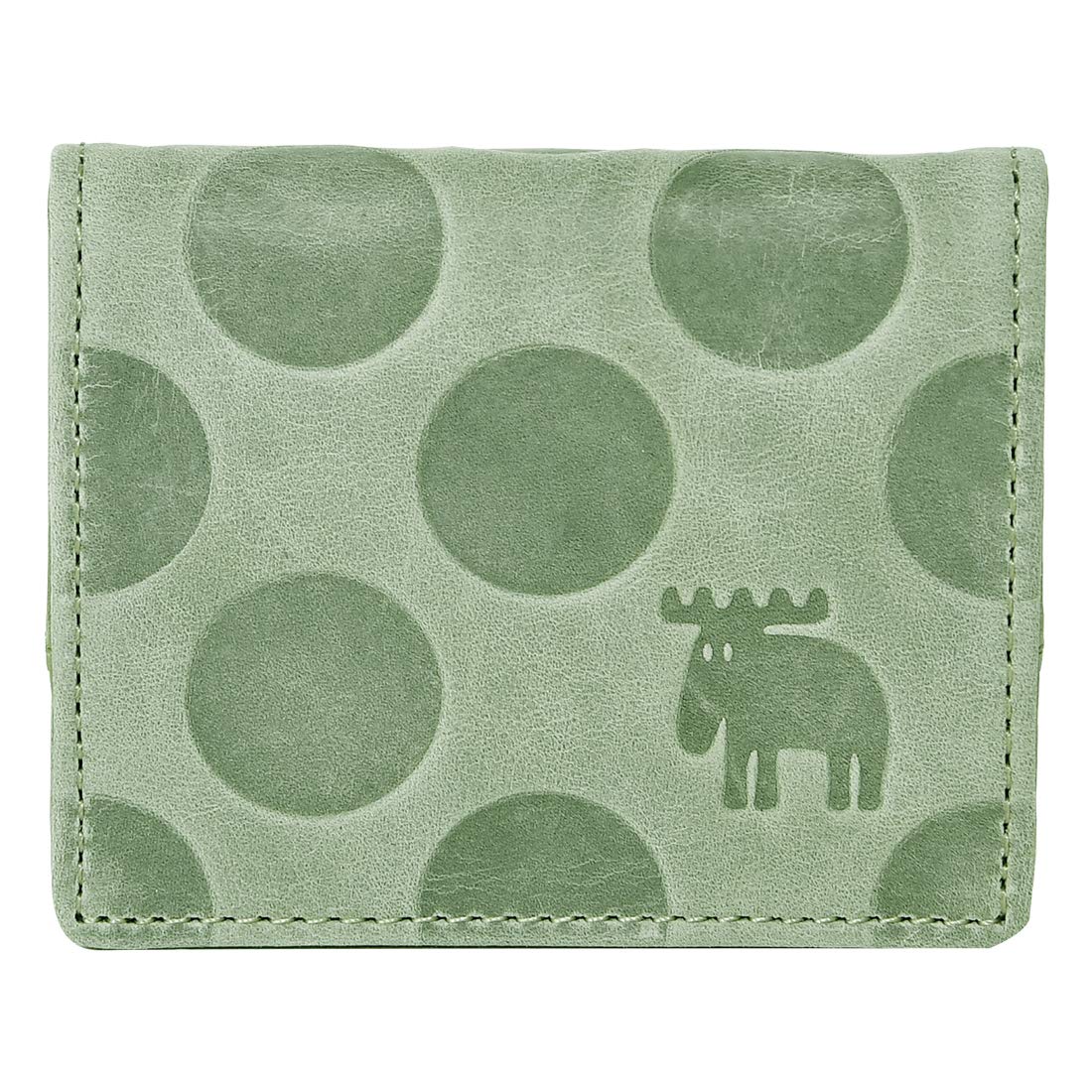 

86042 Genuine Leather Coin Green [Mozu] Box-Shaped Case, Thin, Palm-Sized, Elk, Women s, зелений
