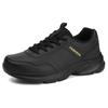 All Black Sports Shoes, Waterproof Casual Shoes with Leather Surface, Not Tired After Standing for a Long Time, Soft-soled Non-slip Running Shoes