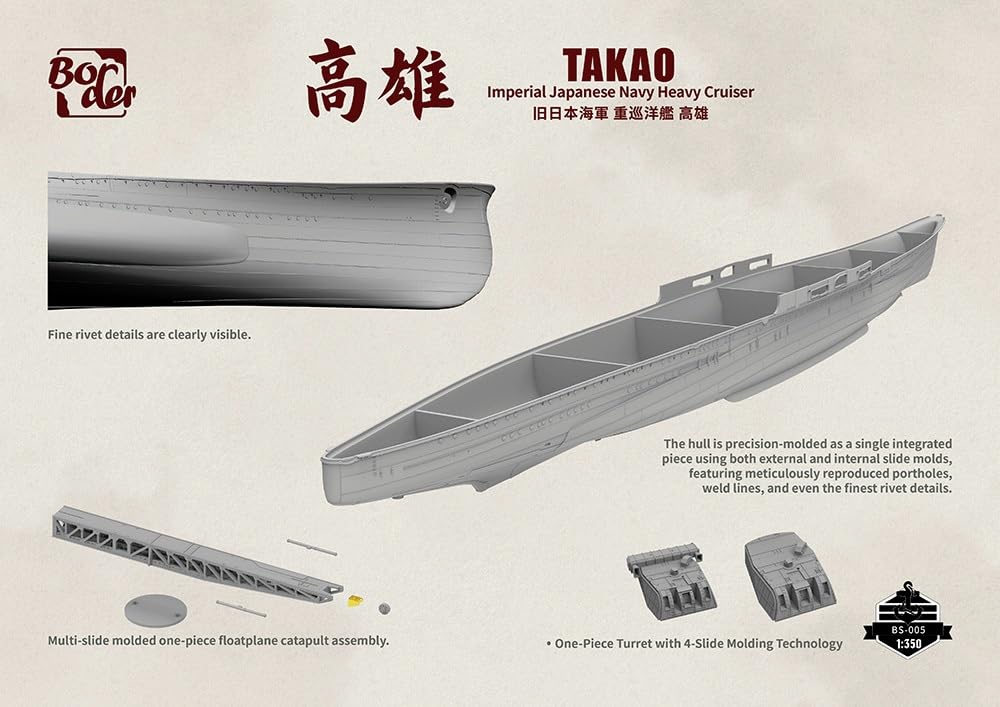 Border Model Imperial Japanese Navy Heavy Cruiser Takao Plastic Model Kit BS005 1/350 (Ship)