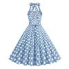 Retro colour-block polka dot halter-neck performance dress with tie-up detail – perfect for photo shoots, picnics and special occasions