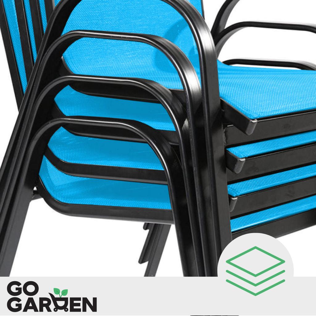 Metal garden chairs for terrace balcony garden armchair blue 4 pcs