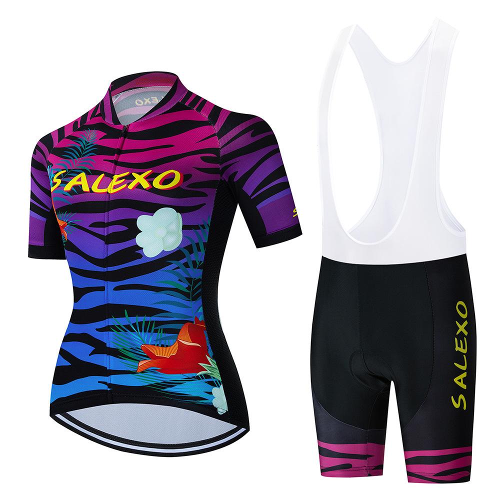 Women's Cycling Suit, Summer Short-sleeved Cycling Jersey, Tour De France Breathable Mountain Bike Suit Set