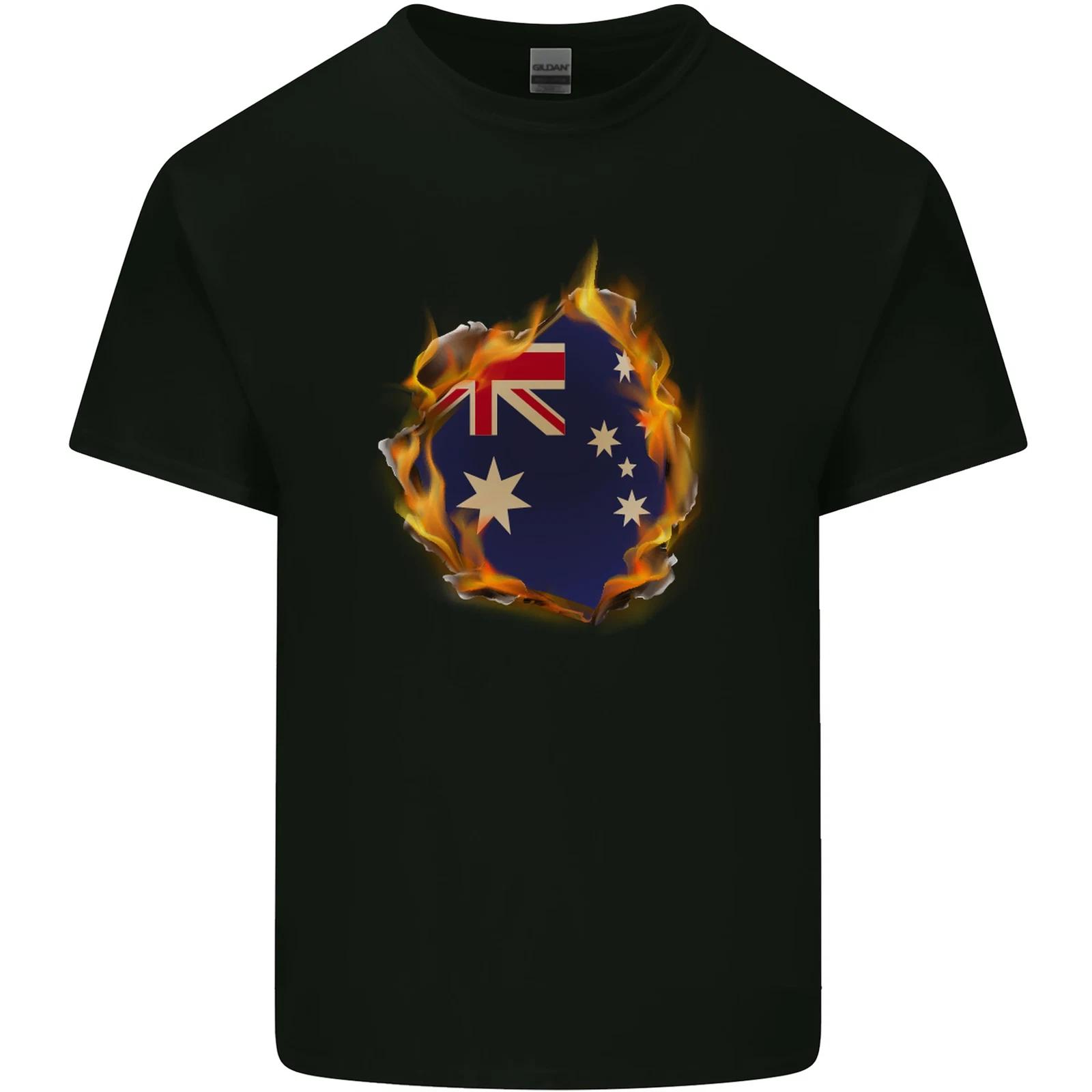 The Australian Flag Fire Effect Australia Kids T-Shirt Childrens S