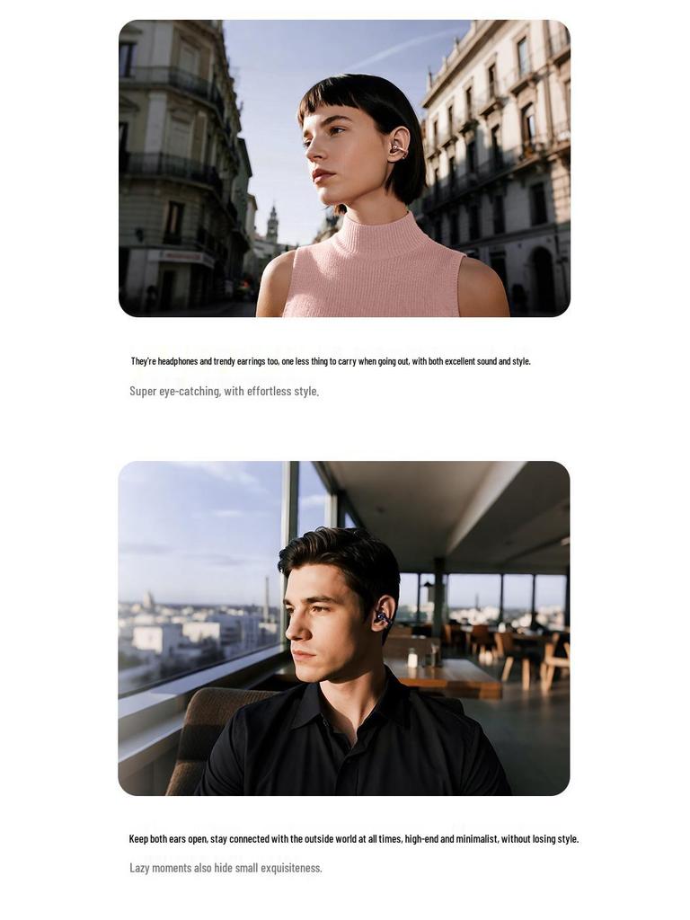 SANAG Sena F50S AI Ear-Clip Bluetooth Bone Conduction Headphones: Noise Reduction, Comfortable, Perfect for Running.