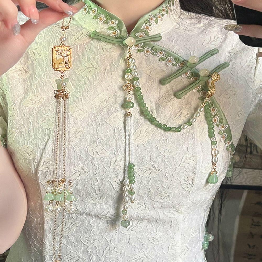 Fashion Jewelry Chinese Style Brooch Long Hanging Tassel Cheongsam Accessories Outdoor