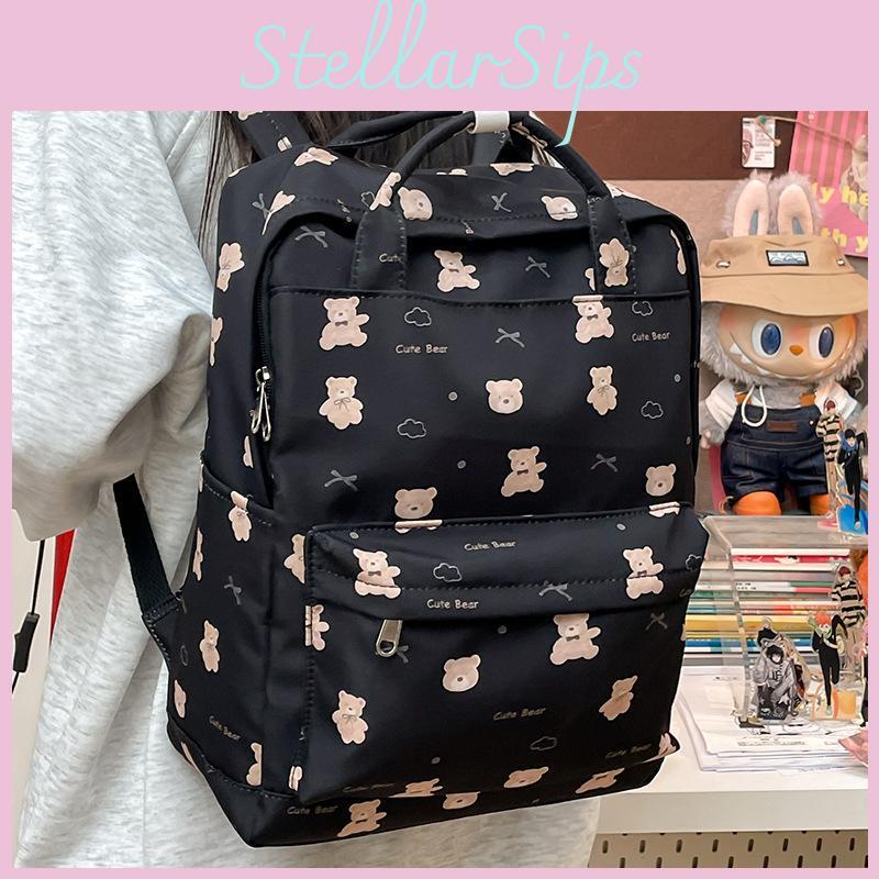 Bow Butterfly Simple And Cartoon Bear Pattern Student Backpack Teens For