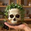 Gothic Home Decor Halloween Retro Skull Planter, Spooky Human Head Flower Pot, Skeleton Holder Candy Bowl Decoration for Tabletop Bar Office