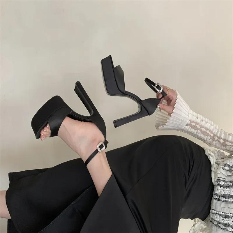 Women Shoes Summer Buckle Strap Women High Heel Sandals Fashion Open Toe Ultra Square High Heels Party Dress Shoes Zapatos Mujer