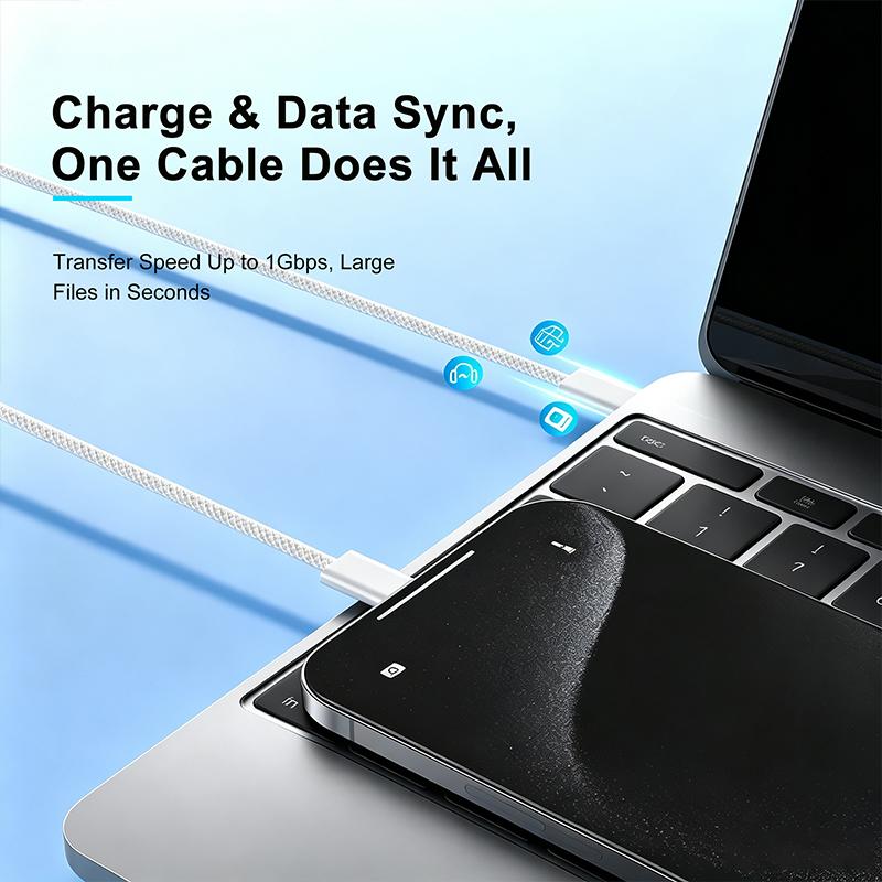 Original Apple 1M Type‑C To Type‑C Braided Fast Charging Cable Stable Power Delivery Durable Wire Universal Compatibility For Tablet Laptop