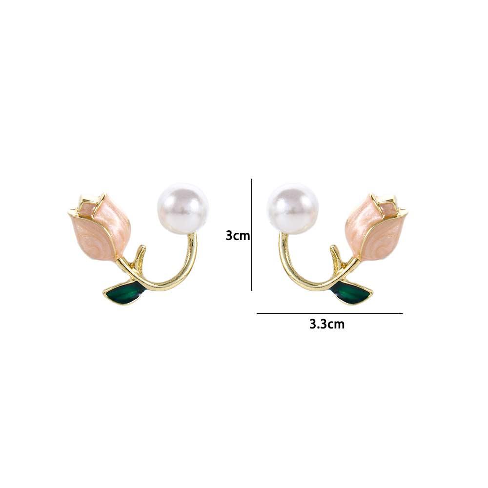 Wedding Party Girls Gift Flower Ear Studs Pearl Ear Hook Women Pearl Studs Tulip Earrings
