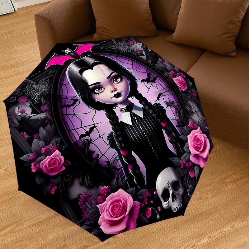 1PC Gothic, Roses Umbrella-8-Rib Reinforced, Automatic Open, Lightweight & Durable, Cute Fashion Accessory for Outdoor-K1308