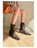 Western  Ankle Boots for Women PU Leather Pointed Toe Behind Retro Style Low Heel Women Boot Fashion Short Boots D181