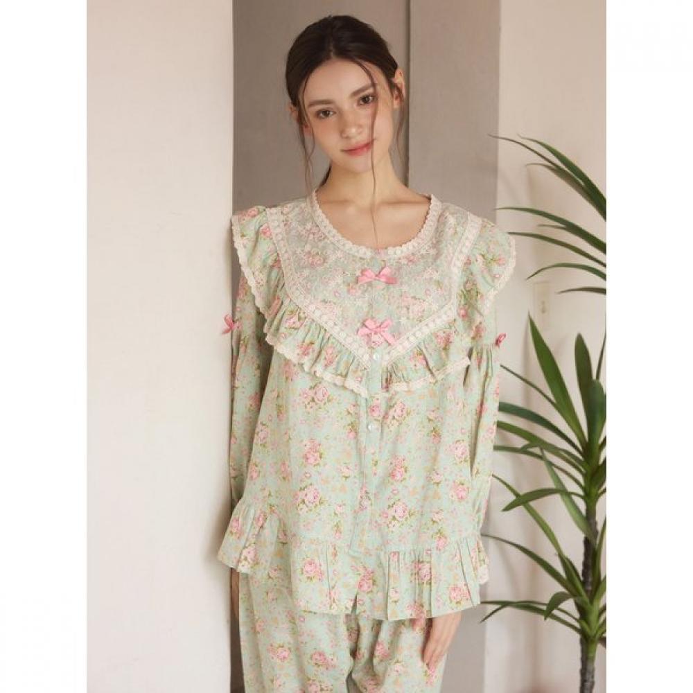 Lunaluz Women S Long Sleeve Round Neck Two Piece pajamaS roSe Duo