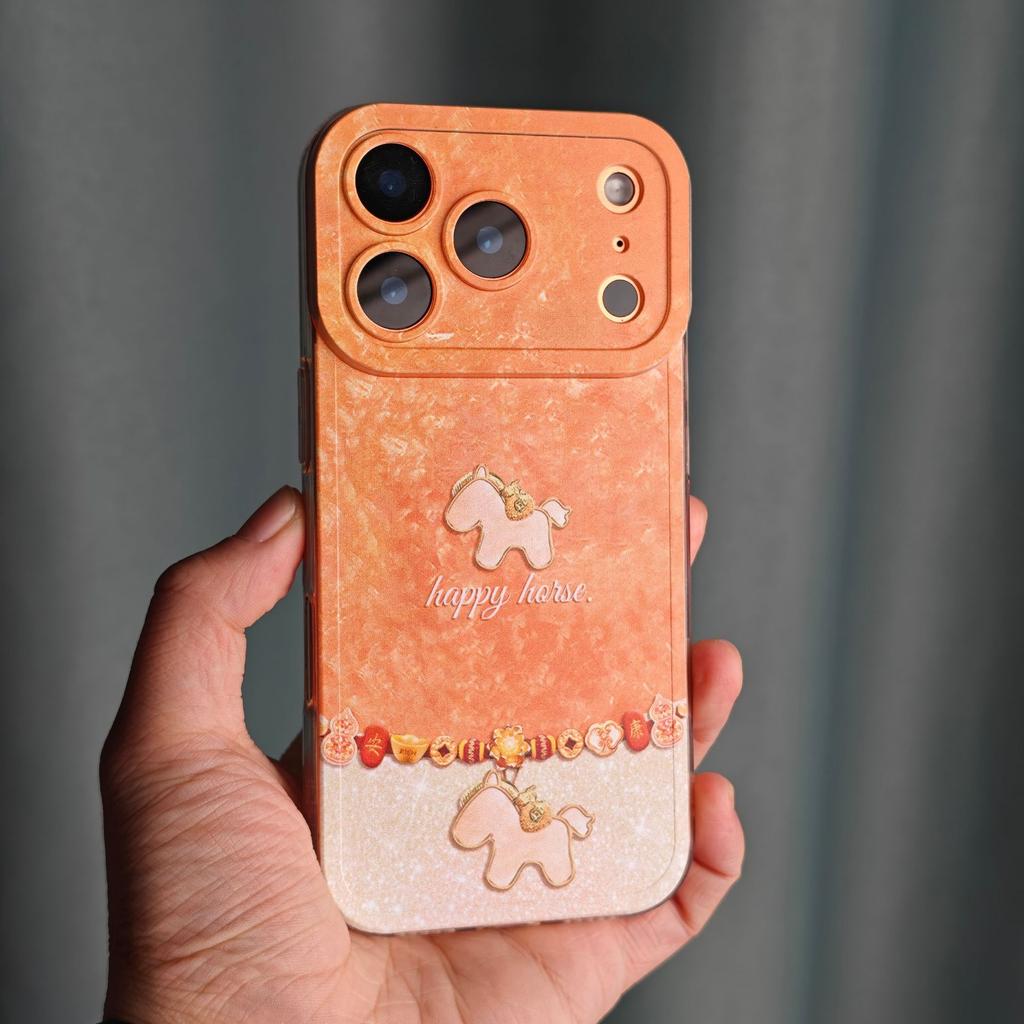 Orange Pony Applies To Apple 17promax Transparent 16 Horse Year 15tpu Soft iPhone13 New Year's Phone Case