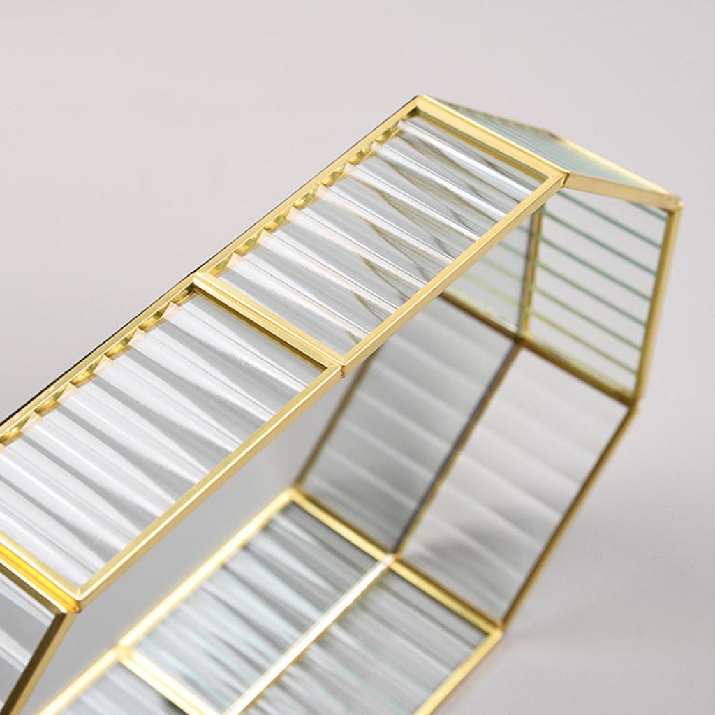 Mirrored Glass Make up Tray, Geometric Jewelry Organizer Ornate Bathroom Vanity Trays, Perfume