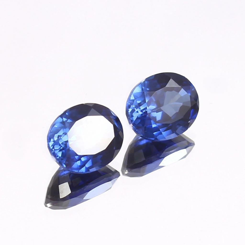 Natural Royal Blue Sapphire Loose Gemstone Sri Lanka Twin 18 ct Oval Shape September Birthstone Gift