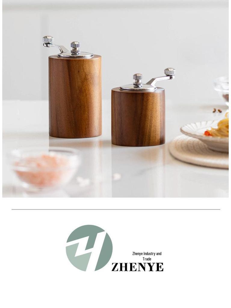 Portable Hand-Crank Coffee and Pepper Grinder with Adjustable Wood Grain Design