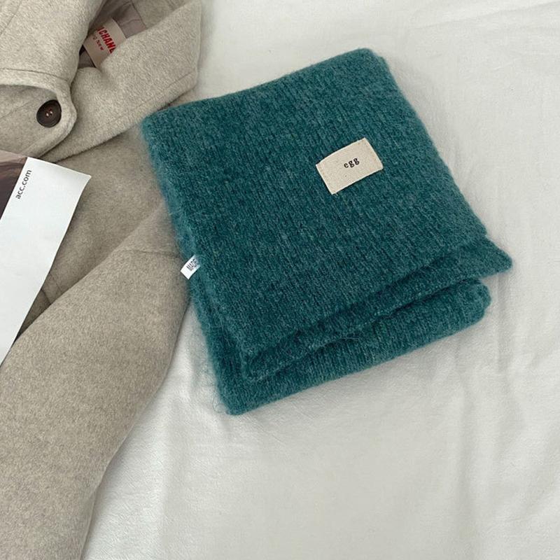 

Female Pure Color Knitted Long Scarf Winter Mohair Scarf Women Luxury Cashmere Scarves Thicken Warmer Soft Pashmina Shawls Wraps One Size павлин голубой