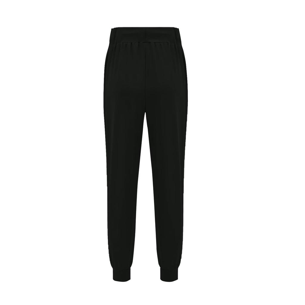 Women's Color Loose Slimming Running Fitness Pants High Waist Lace-up Small Foot Pocket Pant Pant