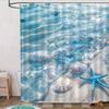 1pc Ocean-Themed Shower Curtain with Hooks - Vibrant Underwater Scene with Seashells & Starfish, Coastal Bath Partition