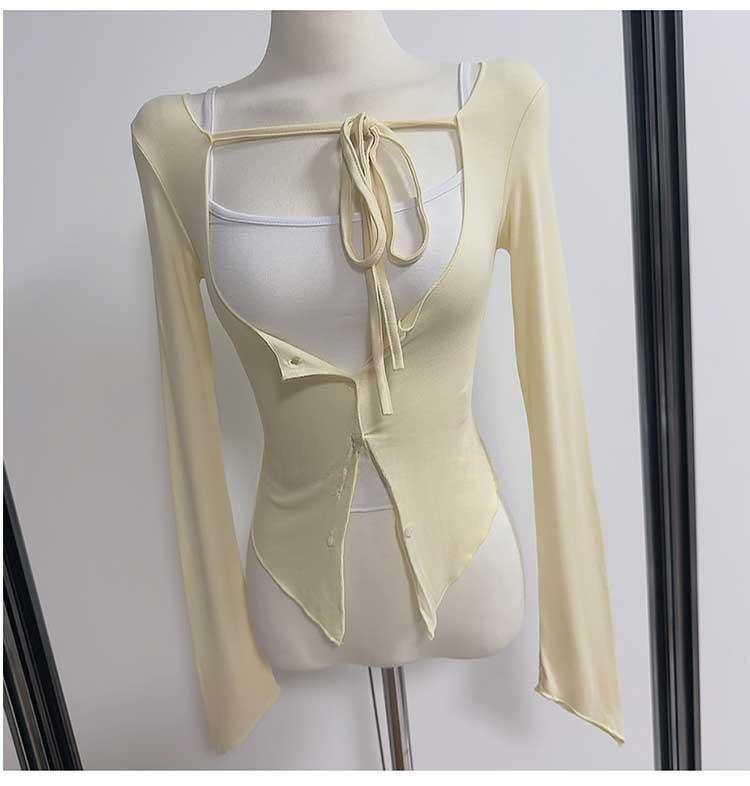 Korean Dongdaemun Chic Camisole & Lace-Up Cardigan Two-Piece Set for Women