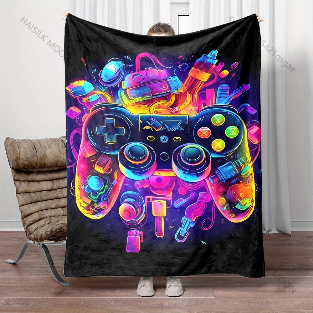 Game Controller with Colorful Elements Blanket Suitable for Home Bedroom Sofa Travel Camping Blanket Various Sizes for Gifts