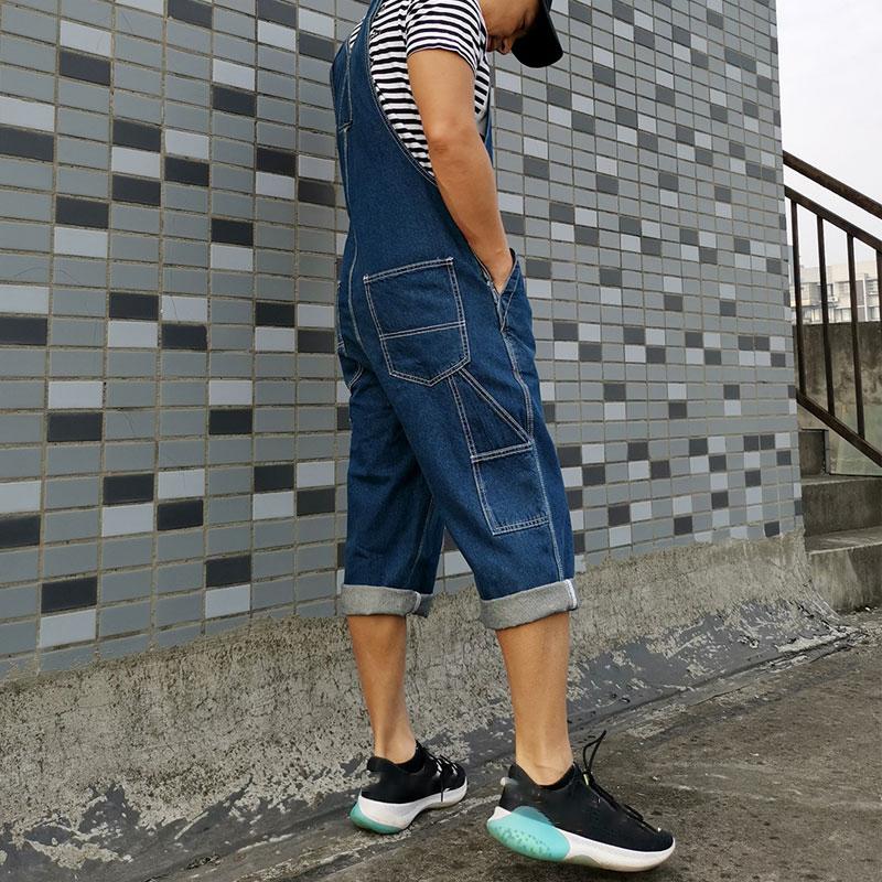 Men's Denim Overalls Large Size Strap Straight Pants Light Blue Shorts Men's Denim Shorts More Sizes 48 50