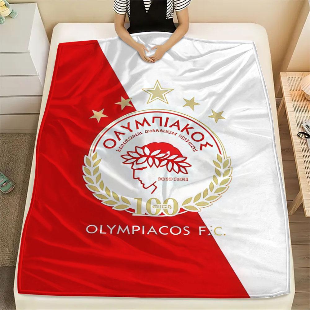 Olympiacos Logo Flanell-Decke, Hohe Qualität, Bequem für Alle Jahreszeiten, Heimdekoration, Wärme und Komfort