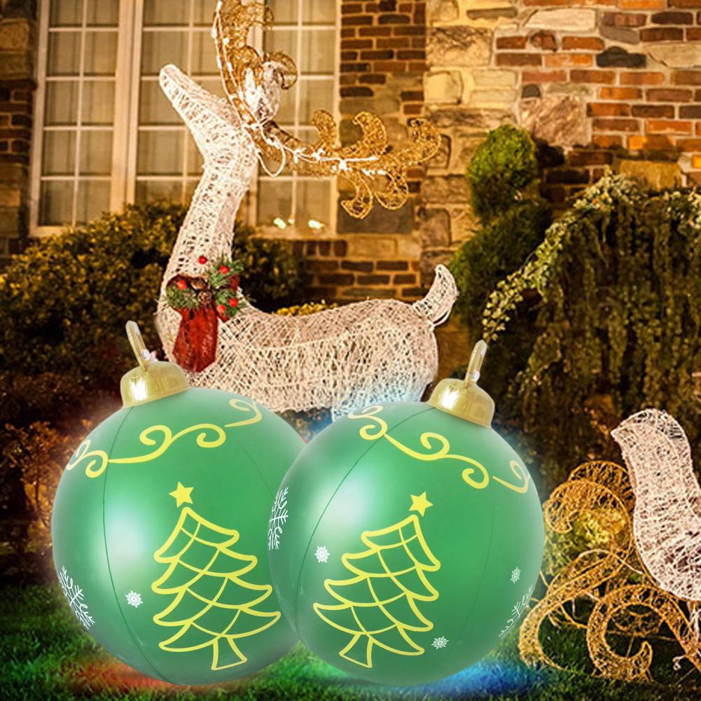 Riesiger leuchtender aufblasbarer Weihnachtsball mit Lichtern Wasserdichter PVC Leuchtender Weihnachtsball Haus Garten Party Requisiten Festliche Artikel