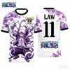 Summer One Piece Luffy Pattern T-shirt Japanese Anime Style Football Jersey  Sports T-shirt for Men Family Matching